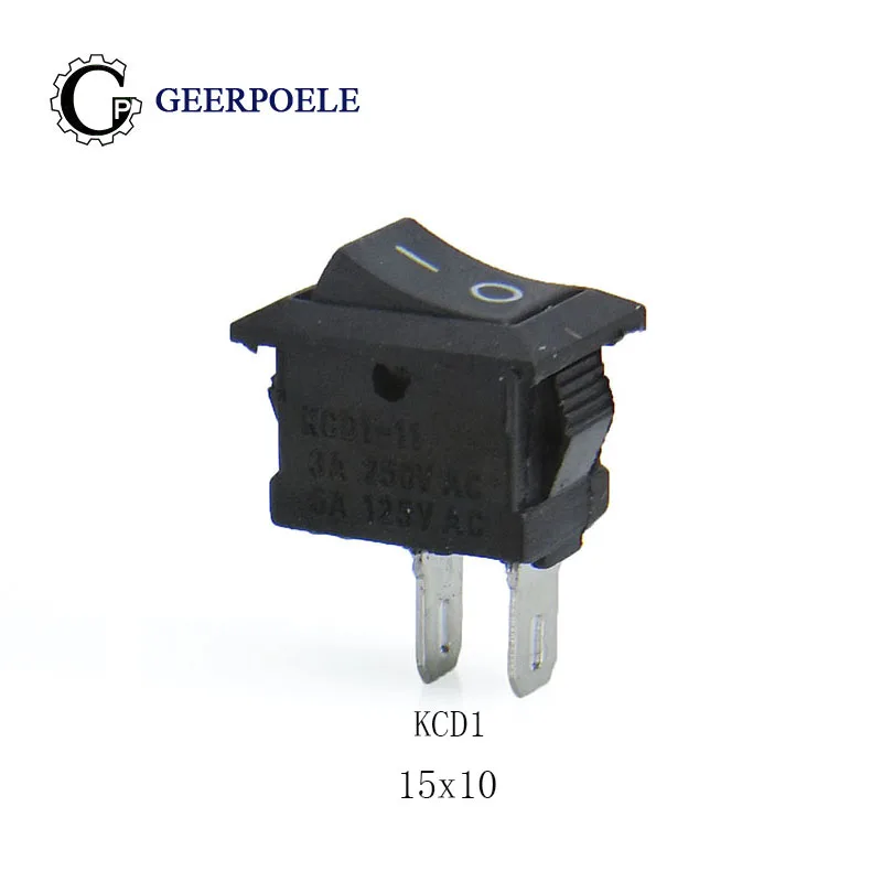 100 шт./лот 3 цвета 15*10 2P KCD1 250V 3A переключатель лодки красный черный оснастки SPST на