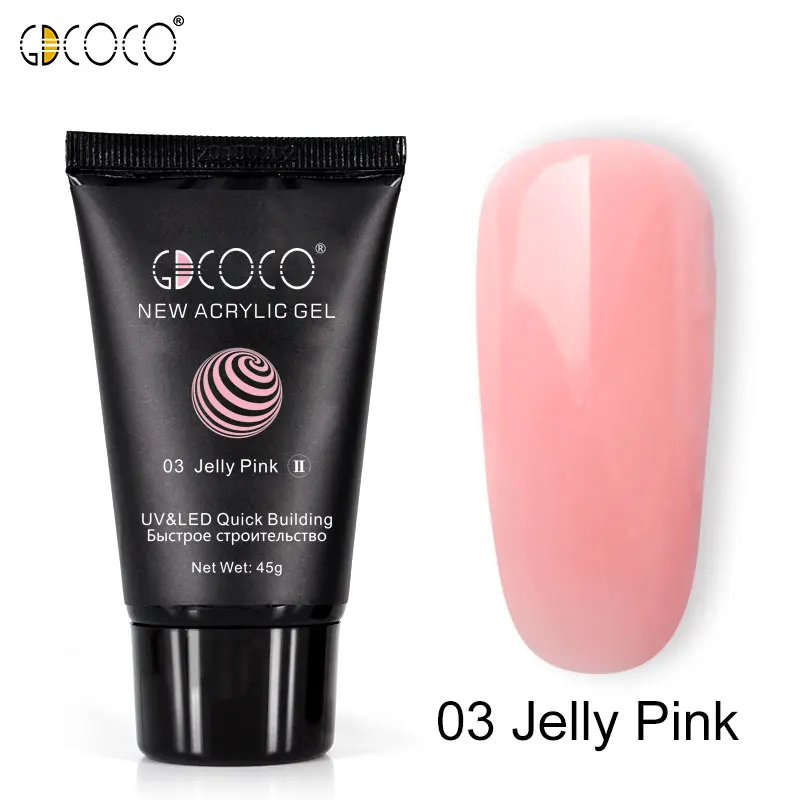 GDCOCO, полигель, Прямая поставка, быстрое строительство, 45 г, наращивание ногтей, гель для ногтей, советы, камуфляж, УФ светодиодный гель для наращивания - Цвет: 03 Jelly pink New