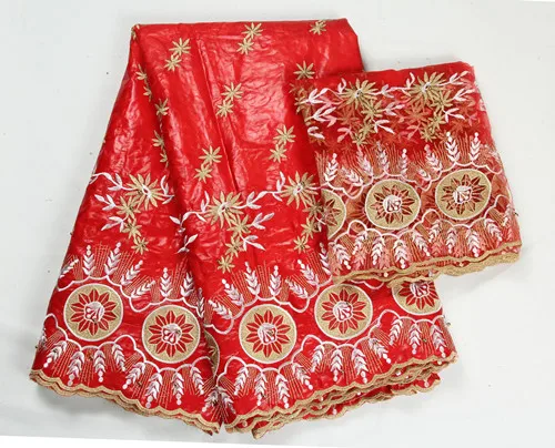 Fushia вышитые Африканский Базен Riche матч ткань высокого качества французский