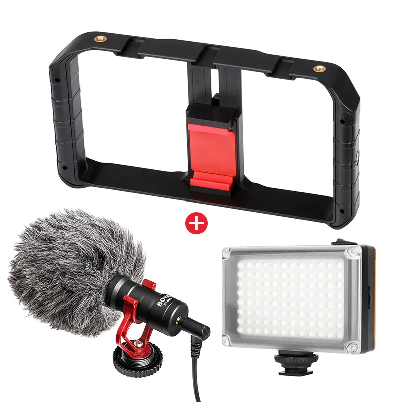 kit 4 BOYA BY-MM1 телефон микрофон Vlog камера видео интервью микрофон с холодным башмаком пластина фотографии запись для DSLR камеры - Цвет: kit 4