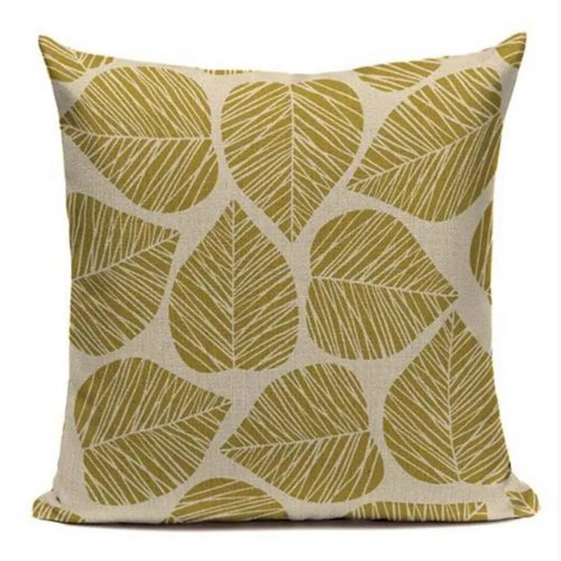 Decorative throw pillows cover Modern simple pillow Popper geometry plant noble gold trees leaf cotton linen sofa cushion | Дом и сад