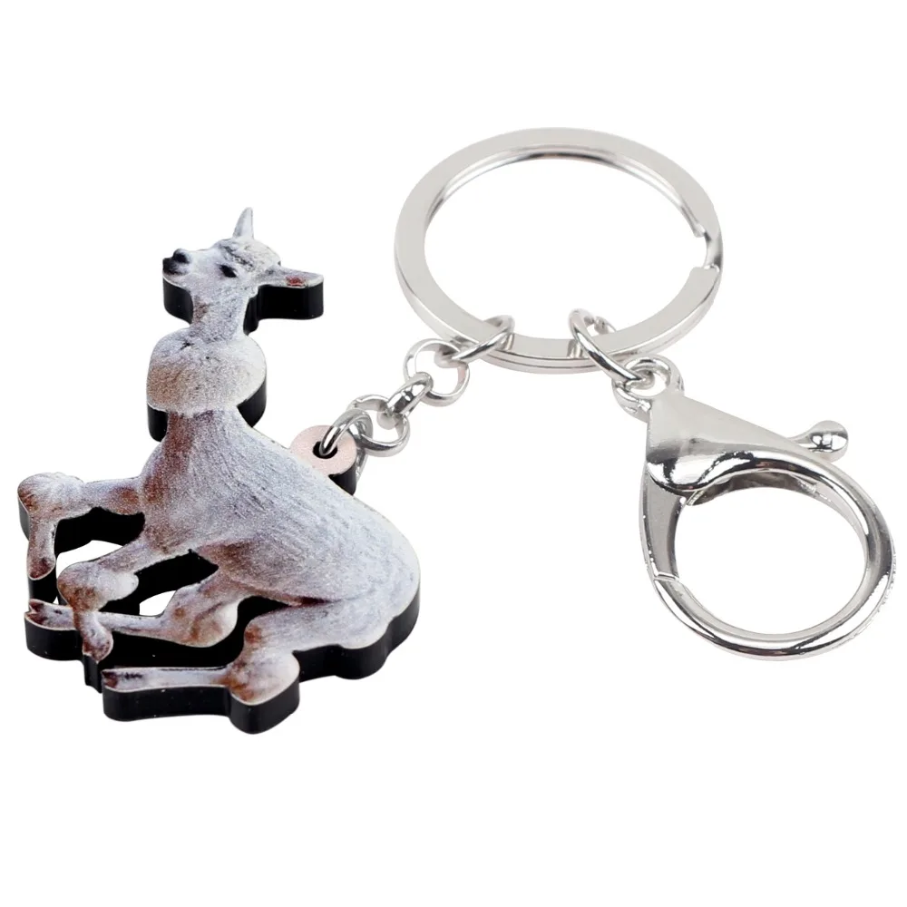 Bonsny Acrylic South America Jumping Alpaca Key Chain Keychain Ring Holder Novelty Animal Jewelry For Women Girls Bag Charms New | Украшения