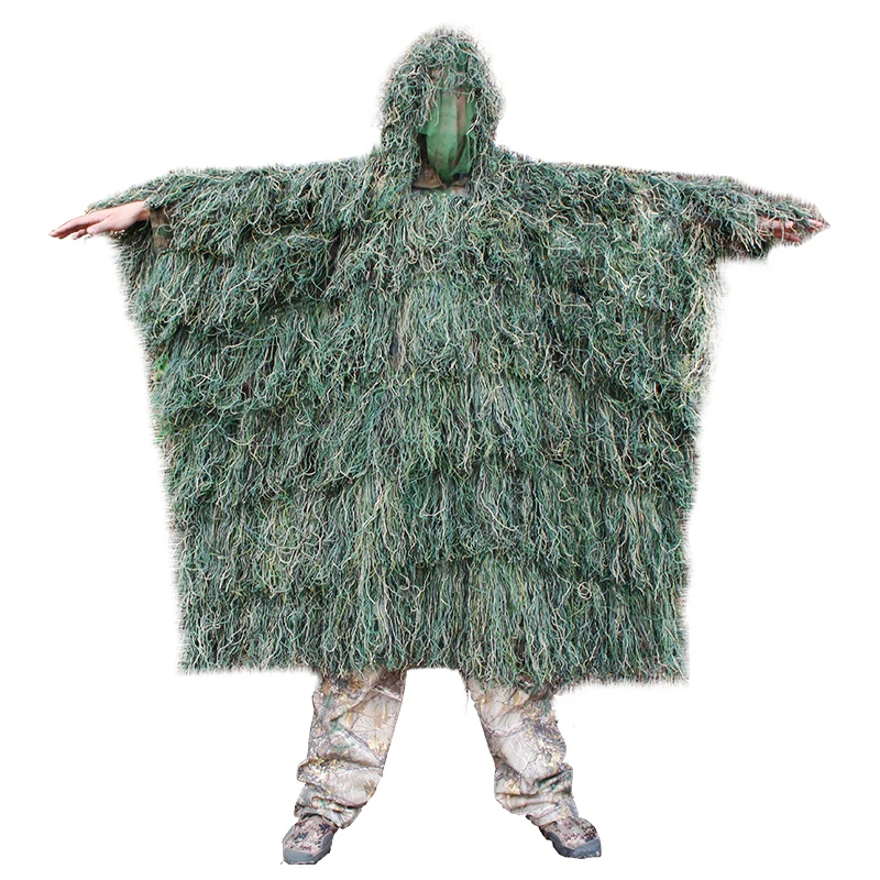Мужской уличный охотничий костюм Ghillie, одежда Ghillie, топ, мужской Камуфляжный охотничий костюм Gilley, открытый охотничий плащ, пончо