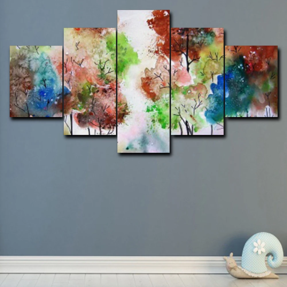 Spring Scenery Abstract Modern Poster Watercolor Canvas Oil Painting For Living Room Cuadros Home Decoration Wall Art No Frame | Дом и сад