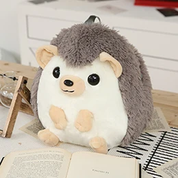 Grey backpack Плюшевый рюкзак с пухленьким ежиком, пушистые круглые ежики, набивная сумка с животными, школьная сумка для детского сада, шоппинг 32 см - Цвет: Grey backpack