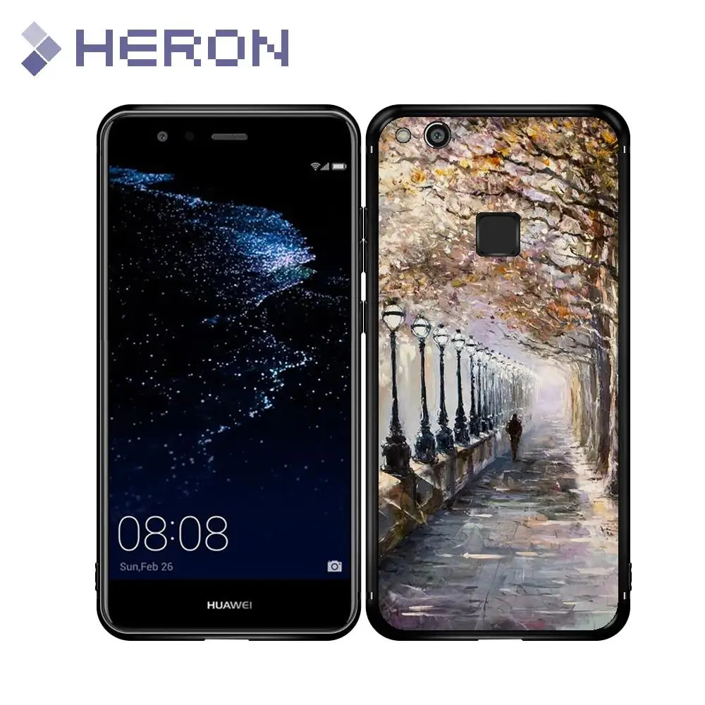 Super Thin Soft Black Matt Case For Huawei p10 lite Street View 24 Patterned TPU Back Cover Anti Finger Print |