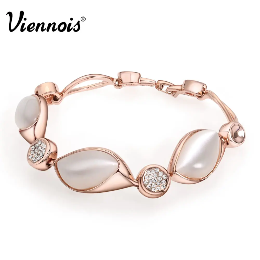 Viennois элегантный розовая позолота кошачий eye' камень с Braclet и браслет цепи для