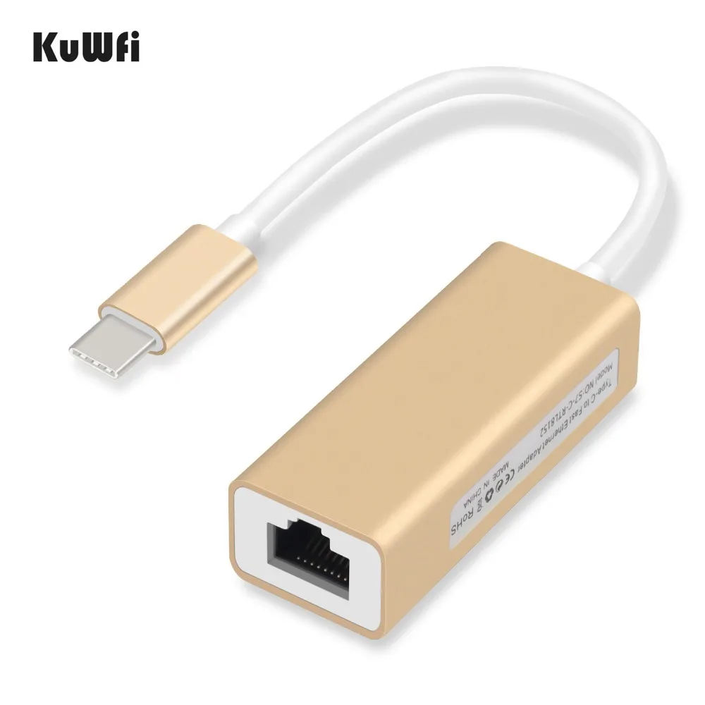 KuWfi 10/100 Мбит/с Type C RJ45 Lan адаптер USB Ethernet сетевая карта для MacBook|Сетевые карты| |