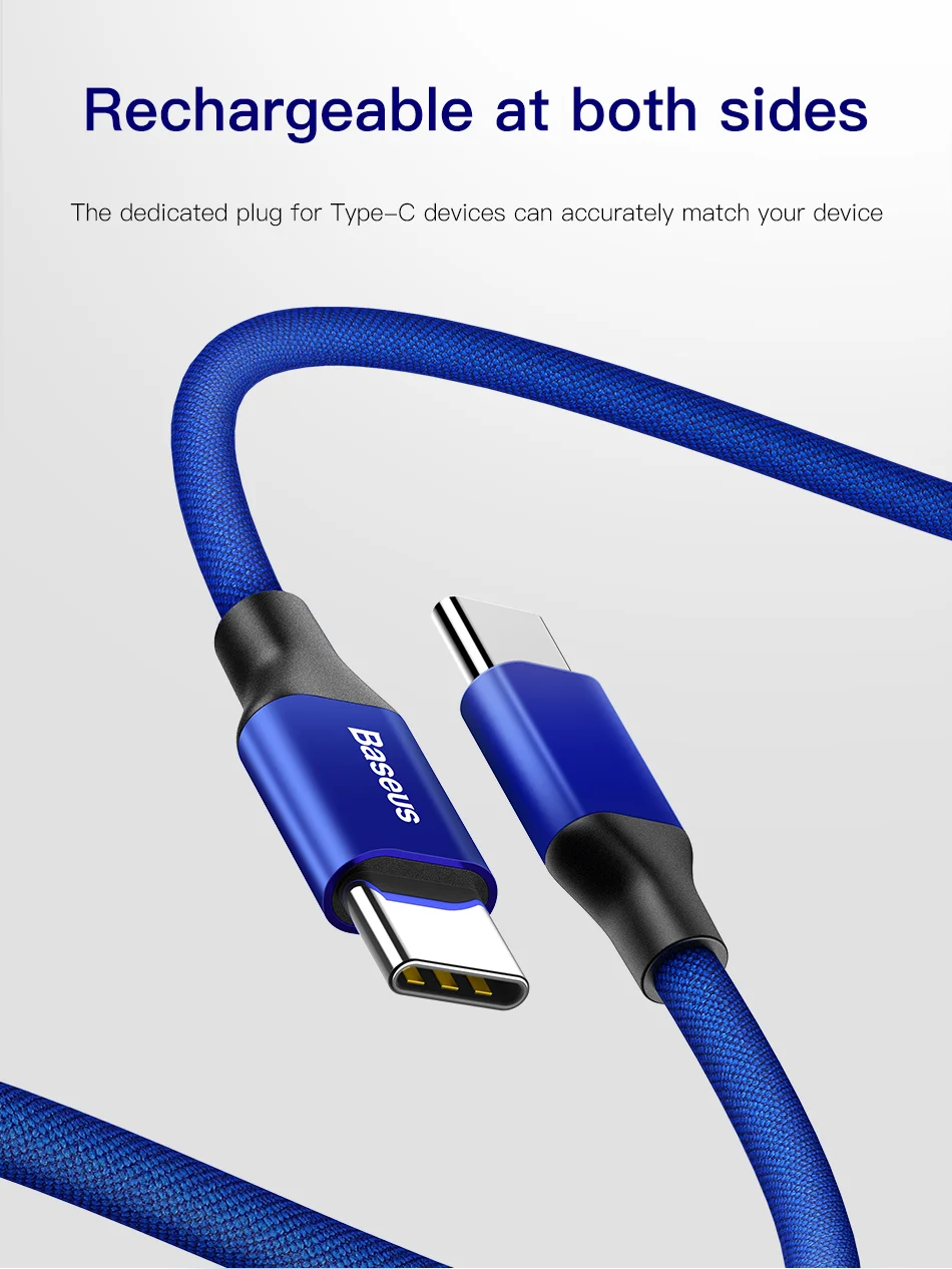 Baseus Type usb C cable for samsung Galaxy Note8 S8 S9 plus mobile phone for fast charging cable 3A Type-C USB cable