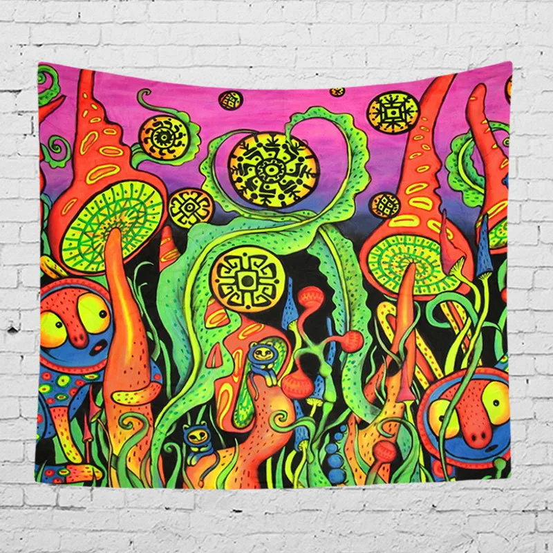 Гриб trippy психоделический гобелен настенный ковер Декор богемная настенная ткань
