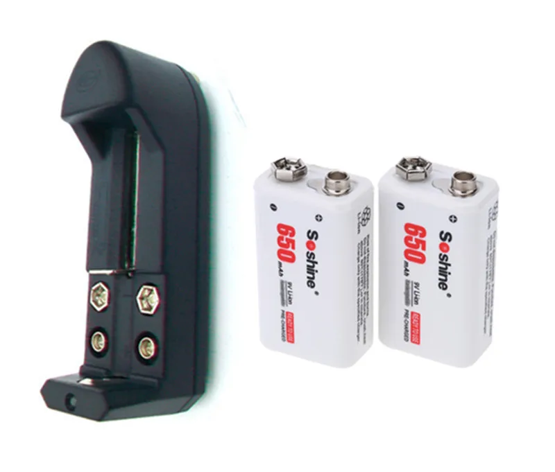 2 шт./компл. Soshine 9V 6F22 650mAh литий ионная аккумуляторная батарея + универсальное 9v AA AAA