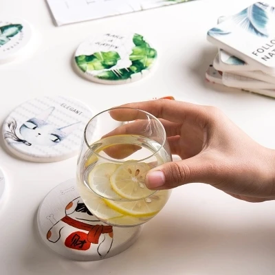 Natural Diatom Mud Creative Coaster Japanese Cartoon Insulation Mat Mug Slip Can Be Customized | Дом и сад