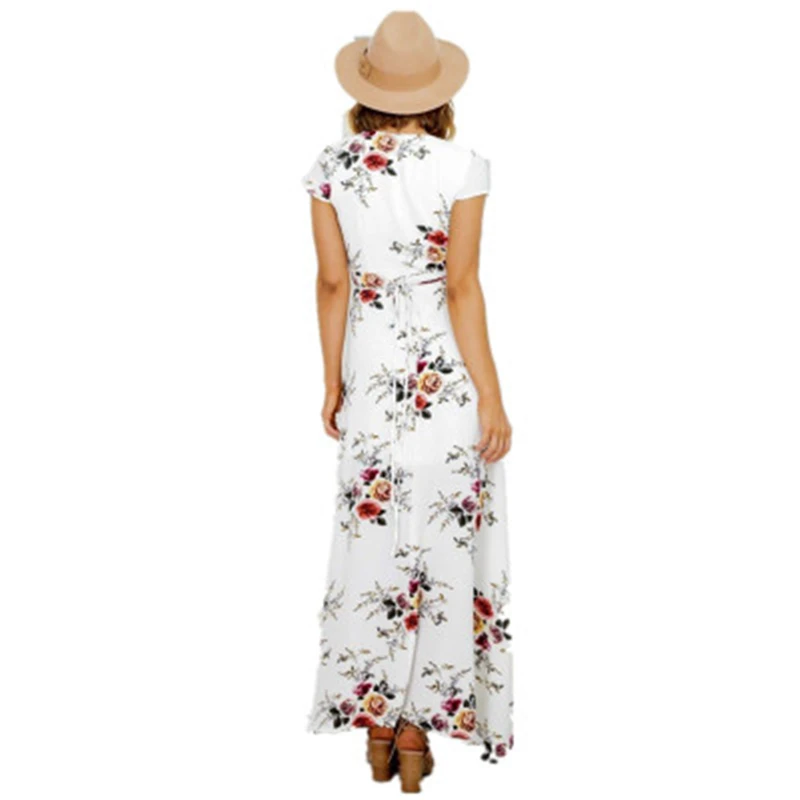 10pcs/lot 2018 New Summer beach dress V-neck Print chiffon split bohemian sexy Explosive Women's clothing | Женская одежда