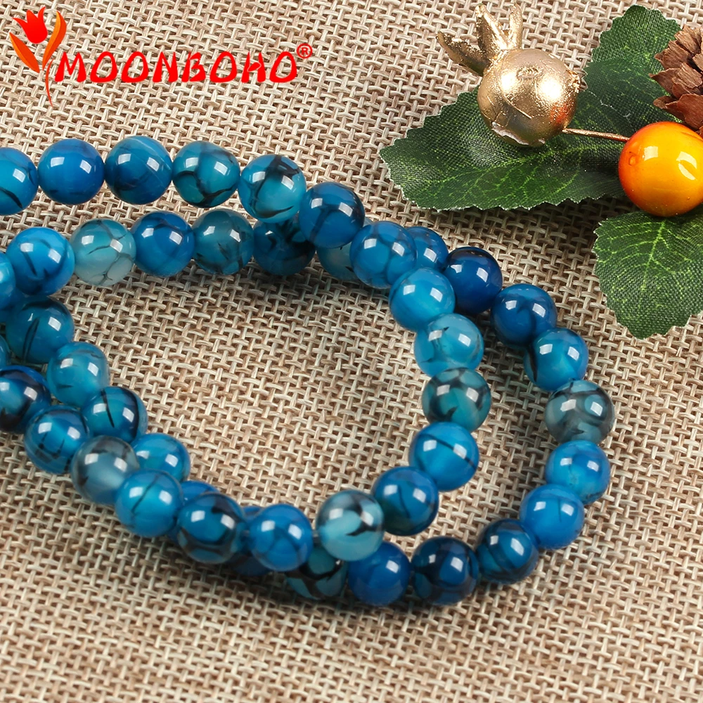 Бусины MOONBOHO из натурального агата Круглые Гладкие сердолические бусины россыпью
