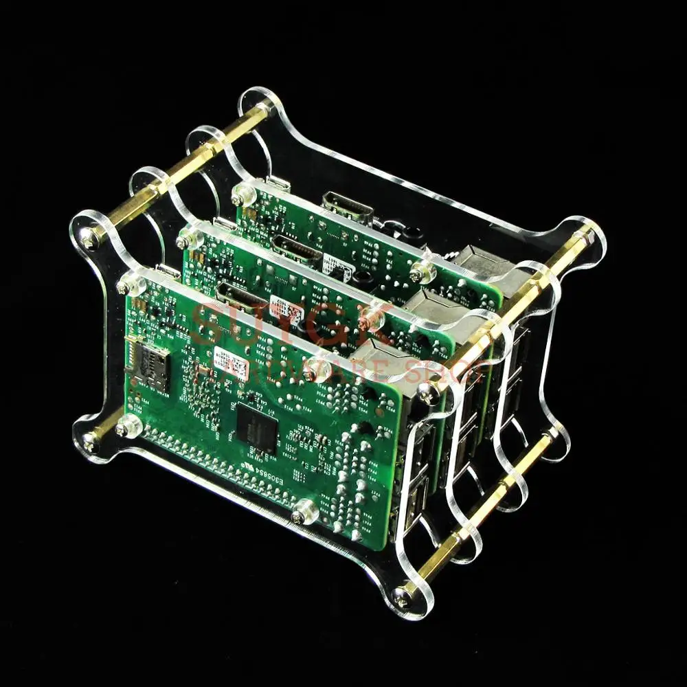 3-слойный Raspberry PI 3 Model B+ Плюс Прозрачный Акриловый чехол Корпус коробка для Raspberry PI 2, PI3 Модель B, PI 3B