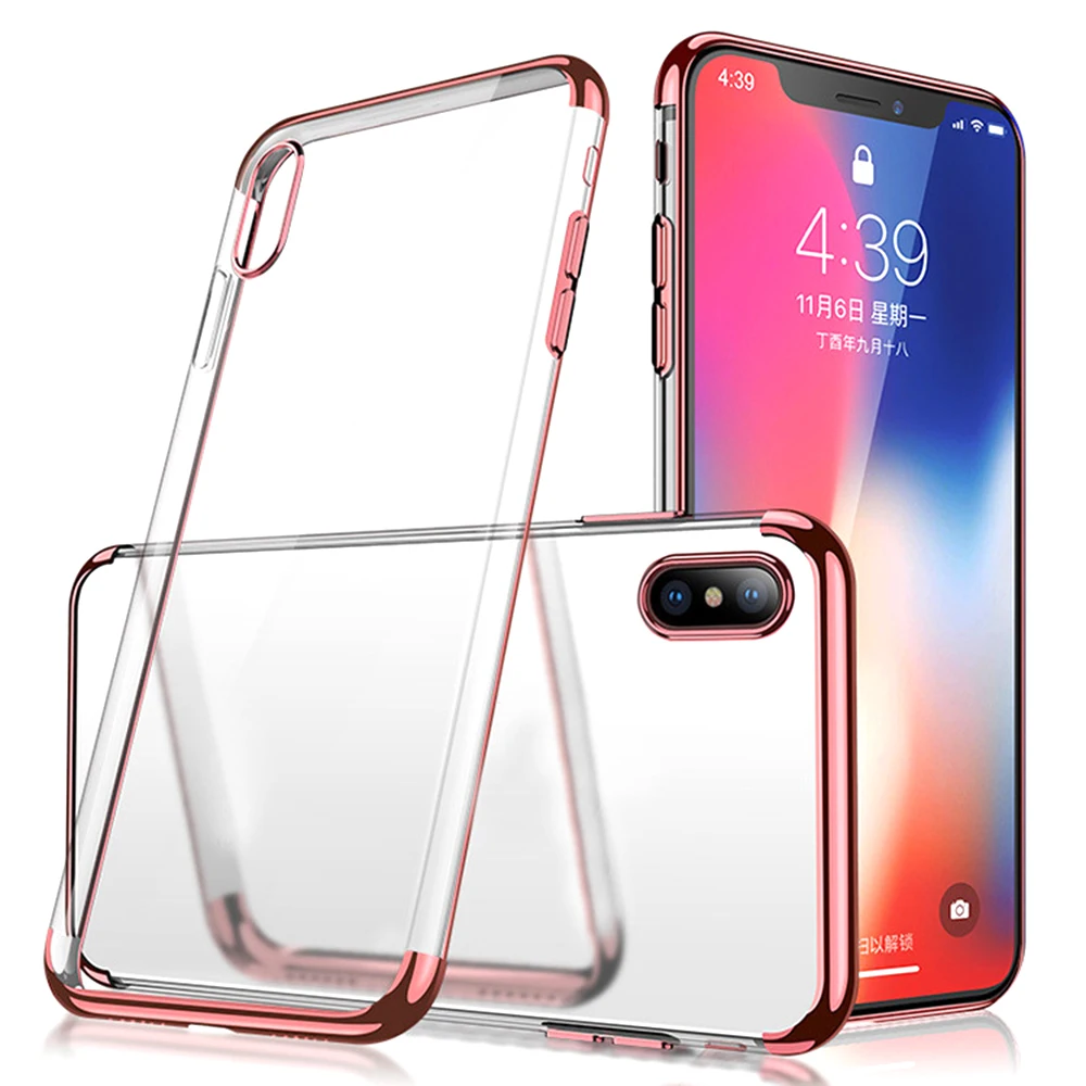Rose gold Силиконовый чистый мягкий чехол для iPhone 7 чехол s мягкий прозрачный ТПУ чехол для iPhone X 8 7Plus 8Plus10 XS Max XR чехол для телефона - Цвет: Rose gold