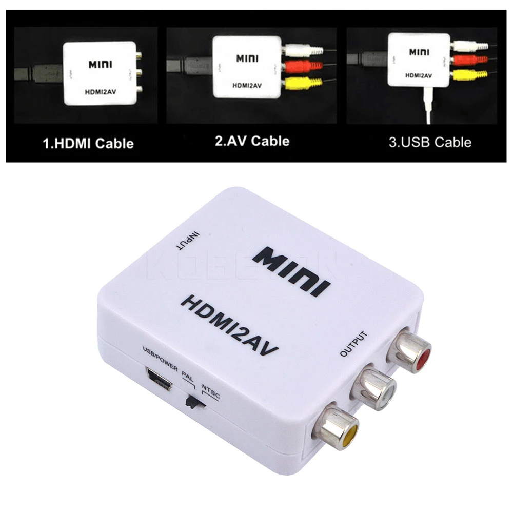 2019 новейший мини HDMI2AV видео конвертер HDMI в RCA AV/адаптер CVBS поддержка HD 1080P NTSC PAL для