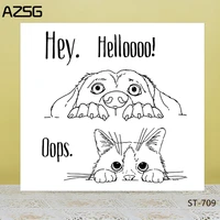 azsg hello catdog clear stamps for scrapbook diy photo cards account rubber stamp finished transparent chapter size 1414cm
