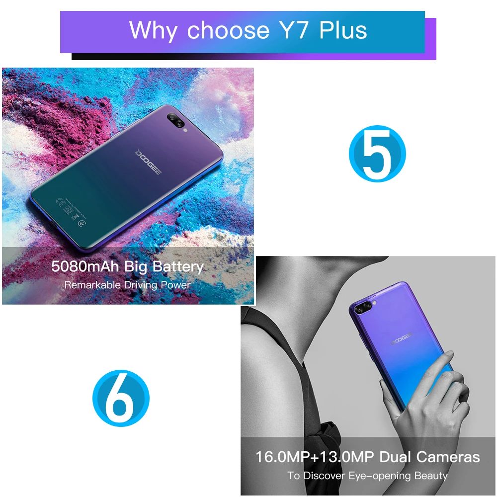 Оригинальный DOOGEE Y7 Plus 4G мобильный телефон Android 8 1 6 ГБ ОЗУ 64 Гб ПЗУ восьмиядерный