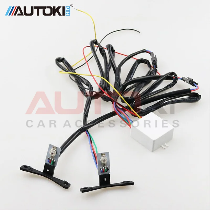 Автостайлинг Autoki 2 шт. многоцветные светодиодные RGB глаза дьявола демонический