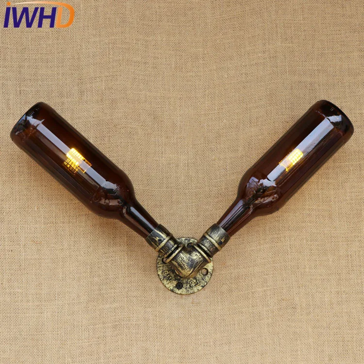 Старинная стеклянная бутылка водопроводная настенная лампа светодиодное бра