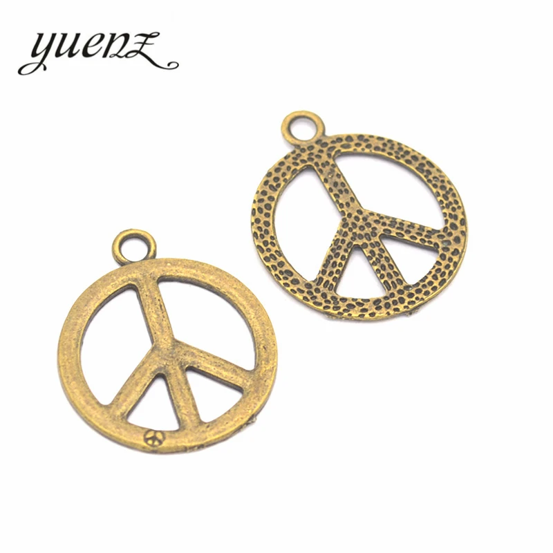 YuenZ 10pcs Alloy Metal Antique Silver color peace Pendants Charms DIY Jewelry Findings For Necklace Making 27*23mm J129 | Украшения и