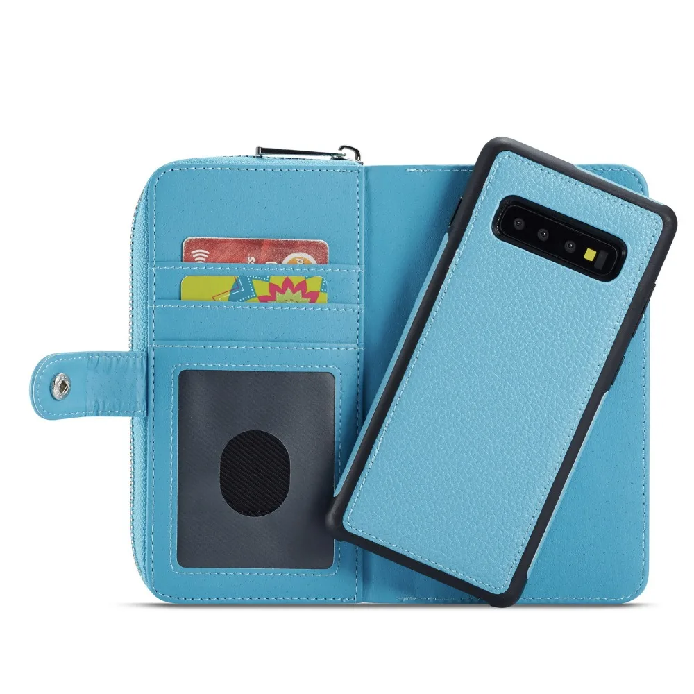Для Samsung S10 + Plus S10e кошелек из искусственной кожи на молнии съемный чехол для карт