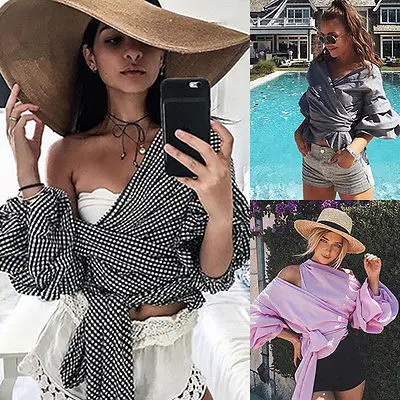 Блузка женская хлопковая с длинным рукавом и бантом|shirt top|blouse shirtoff shoulder shirt |