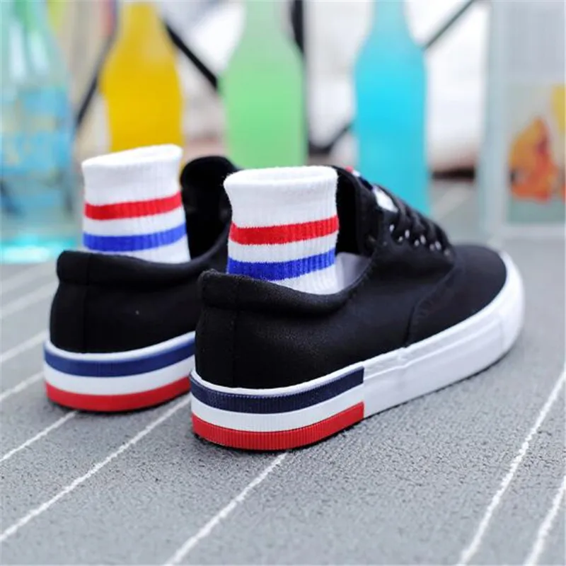 2017 Женская мода повседневная Холст плоские белые туфли Дамы Твердые кроссовки