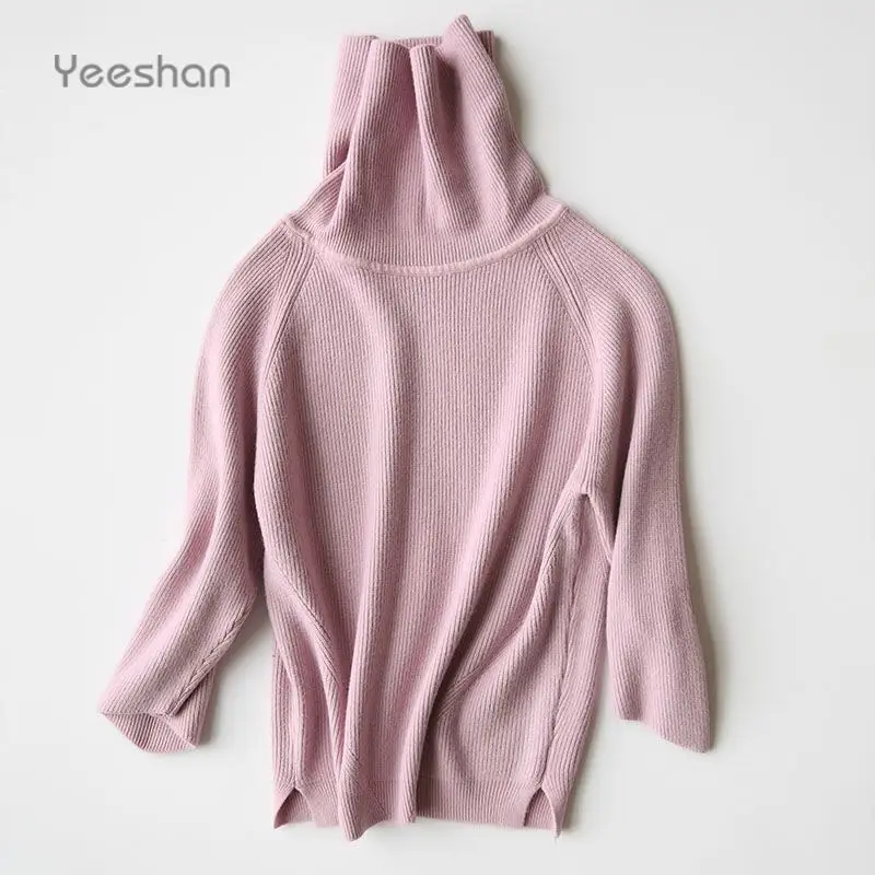 Yeeshan 90s Stand Collar Sweater Undershirt Woolen Knit Vintage Sweaters Women's and Pullovers Brand Autumn Coats | Женская одежда