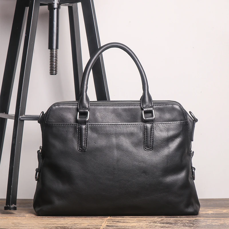 AETOO New high quality briefcase men's leather laptop bag top layer leather casual shoulder diagonal large business briefcase