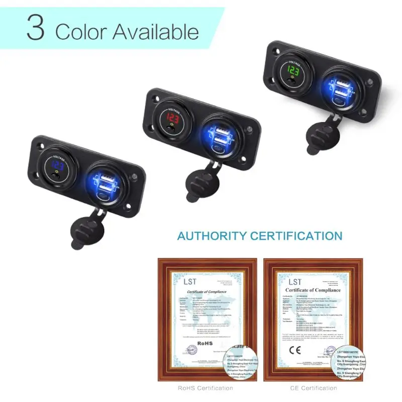 12 В 24 в светодиодный цифровой вольтметр + двойная розетка питания USB зарядное