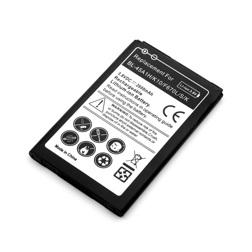 BL-45A1H BL 45A1H литий-ионный аккумулятор телефона Батарея для LG K10 LTE F670L F670K F670S F670 Q10 K420 K420N 2600 мА/ч, BL45A1H Перезаряжаемые Батарея