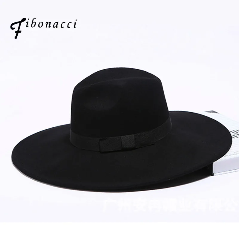 Фибоначчи 12 см с большими полями Fedora Мужская Женская модная джазовая шляпа осень зима Трилби шерстяные фетровые шляпы для женщин еврейская шляпа