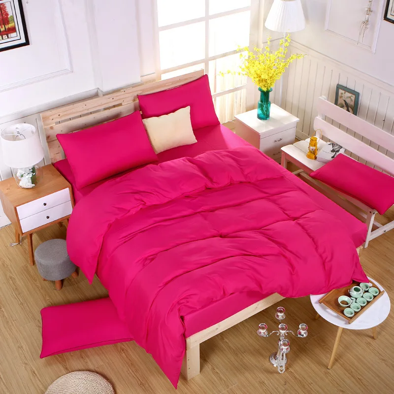 2018 New Style Pure Plain Color 4pcs Bedding Set Home Textile 1.5m 1.8m 2m 2.2m Bed Sheet King Queen Double Size Duvet Cover Kid | Дом и сад