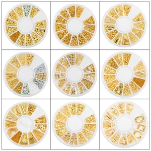 3D Золотой Серебряный ноготь подвески металлические заклепки-Гвоздики Стразы жемчужные украшения для ногтей сделай сам украшения для ногтей аксессуары