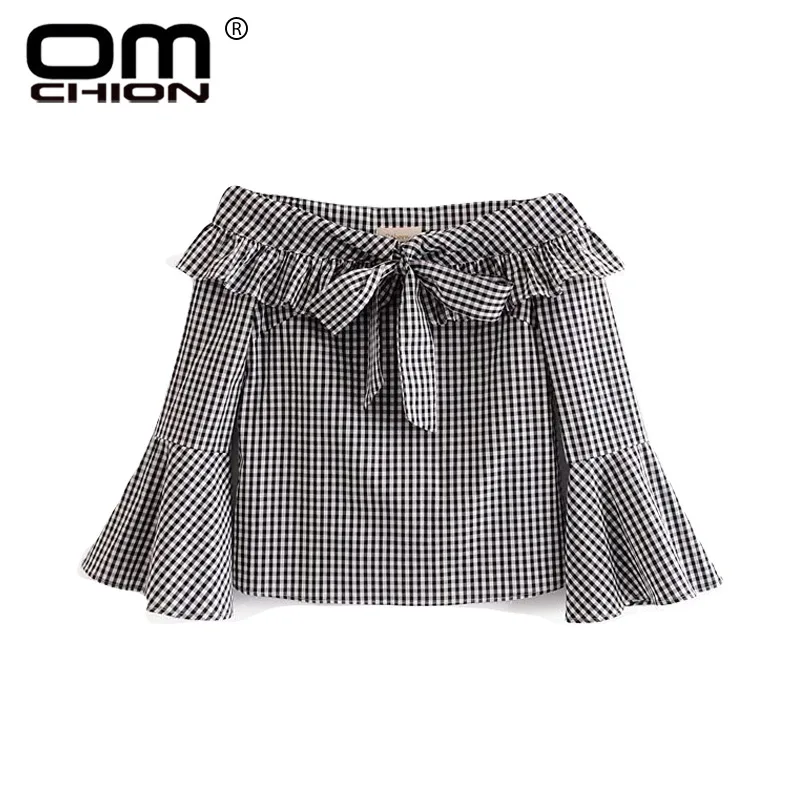 Omchion пикантные с открытыми плечами Blusa feminina 2018 новый лук на шнуровке Для женщин