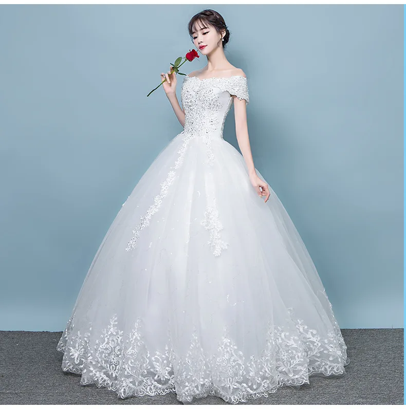 Vestido De Novias/Новинка 2019 года классическое бальное платье с вышивкой и вырезом