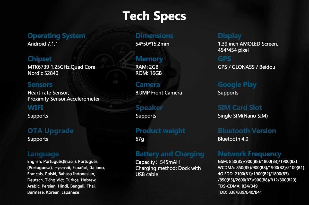 Zeblaze Thor 5 двойная система 4G Смарт-часы Android-телефон 2 Гб+ 16 Гб 545 мАч батарея 8MP камера gps водонепроницаемые умные часы для мужчин