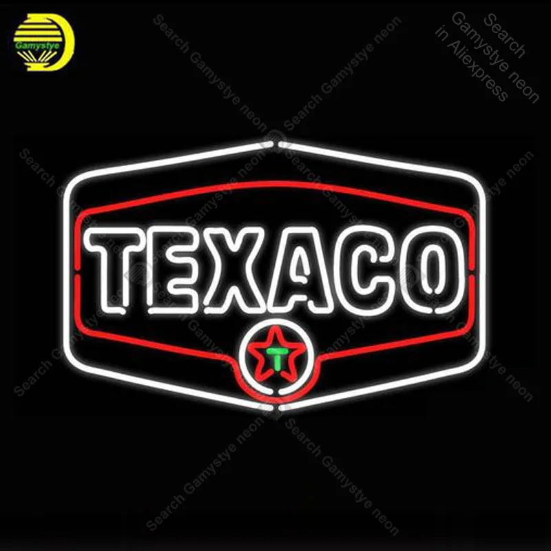 Неоновая вывеска для Texaco на бензине Настоящее стекло пивной бар паб дисплей