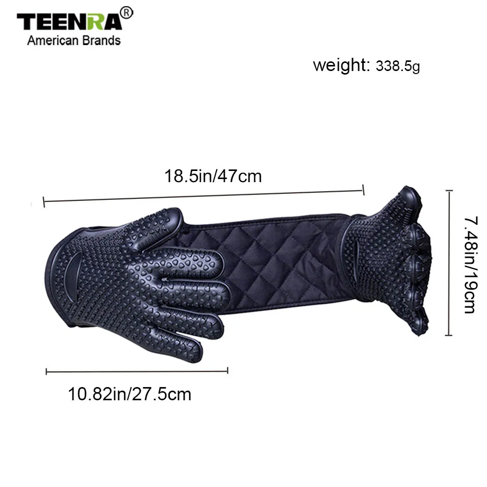 TEENRA, цельные перчатки для барбекю, термостойкие перчатки для духовки, силиконовые перчатки для барбекю, пять пальцев, перчатки для приготовления пищи, Прихватки для кухни