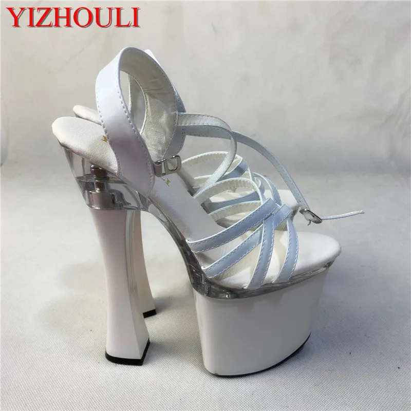 

Sales champion the new package with simulation skin white thick with sandals 18 cm high heels