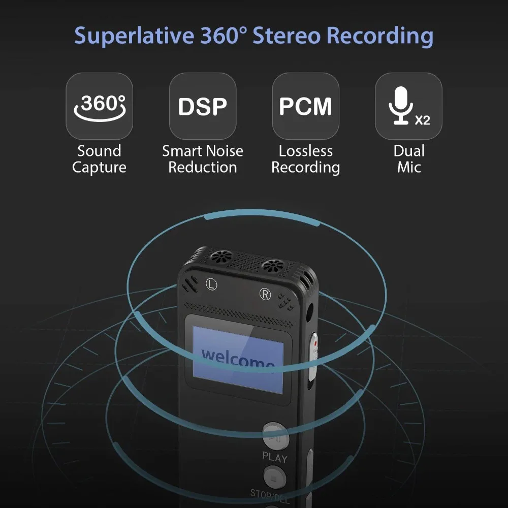 Vandlion цифровой аудио запись голосовой активации рекордер WAV MP3 плеер USB накопитель портативный VOR Металлический Алюминиевый Чехол черный V31