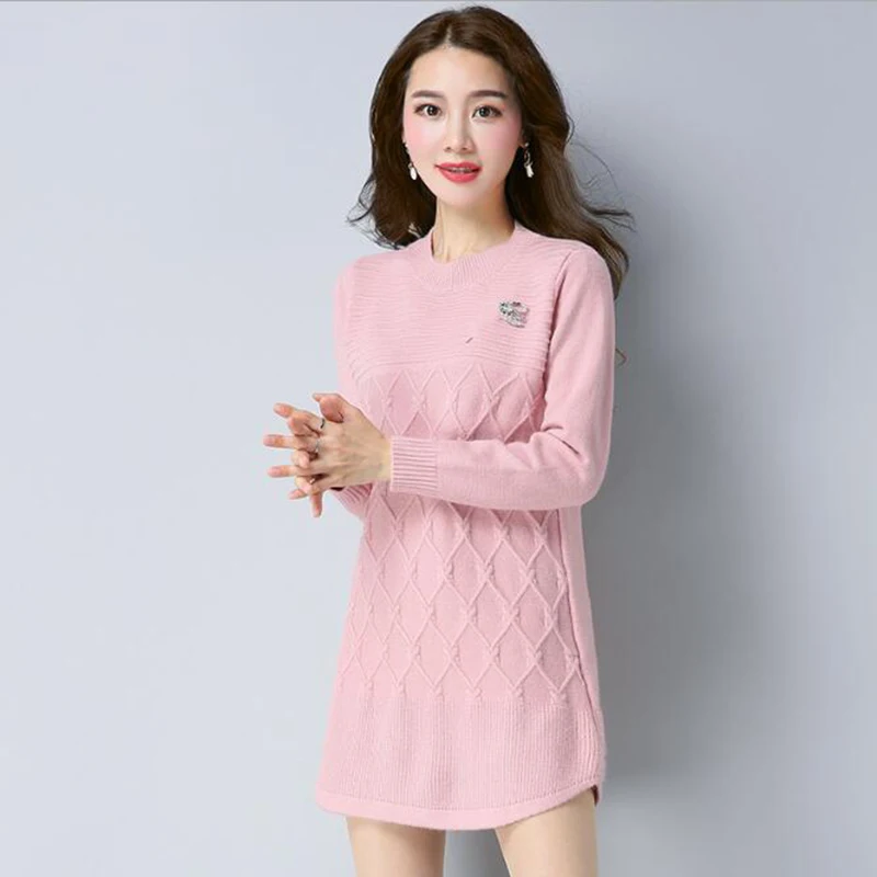 Winter Large Size Women's Korean Round Neck Long Sleeve Head Knit Sweater Loose Fresh Elegant Sweaters S-3XL OKXGNZ A257 | Женская