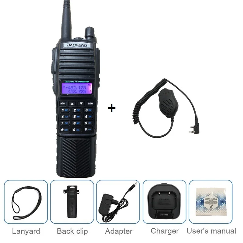 add mic 8 Вт Baofeng UV-82 рация длинный диапазон UHF VHF морской CB любительский радио сканер трансивер PMR 446 UV 82 большой Battey 3800 мАч - Цвет: add mic