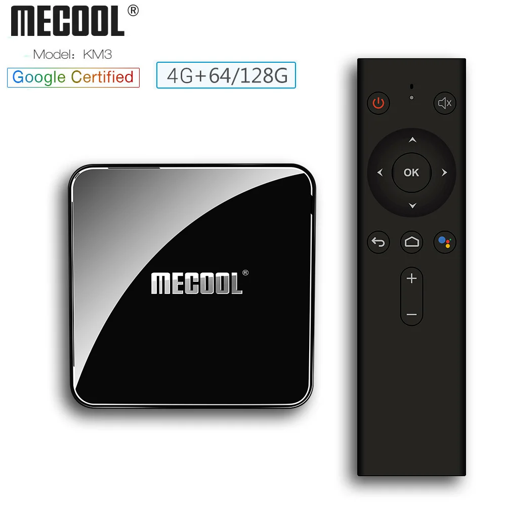 ТВ приставка MECOOL KM3 Android 9,0 Amlogic S905X2 4 Гб DDR4 ram 128 ГБ rom 2,4 ГБ+ 5 Гб WiFi Bluetooth 100 Мбит/с Ethernet Голосовое управление ТВ приставка