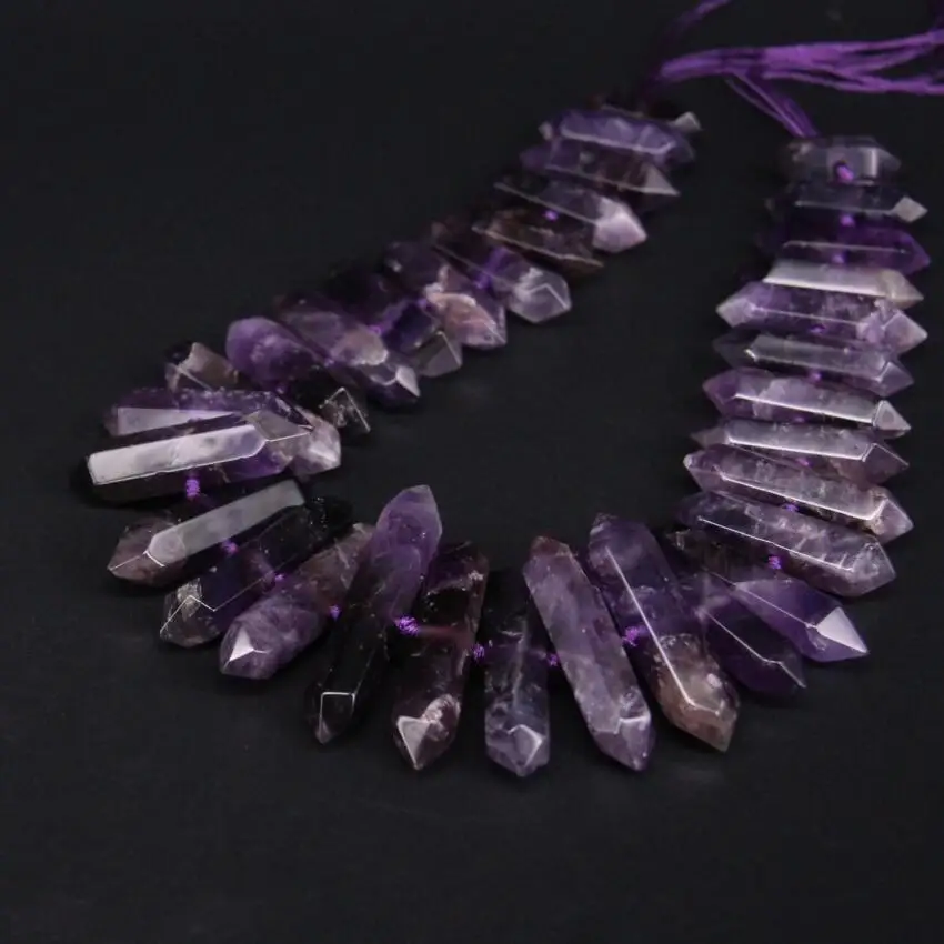 Бусины двусторонние из натурального аметиста 15 5 дюймов|loose beads|crystal stickbeads loose |