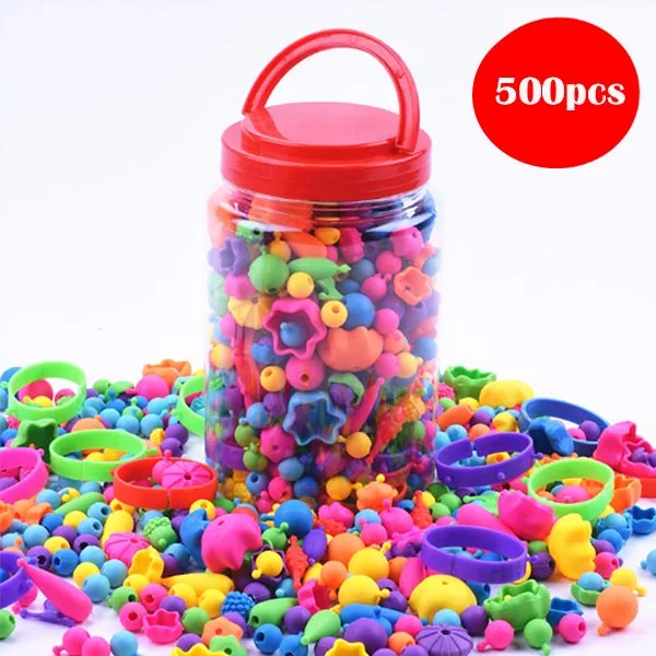 1000 шт./компл. поп бусины игрушки Creativel Искусства и ремесла для девочек игрушка кнопки для браслета вместе ювелирные изделия комплект развивающая игрушка - Цвет: 500pcs
