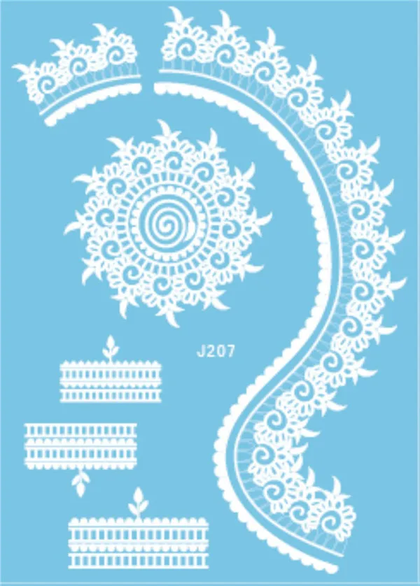 Временная татуировка хны белая Съемная наклейки AJ206 большие украшения дизайны