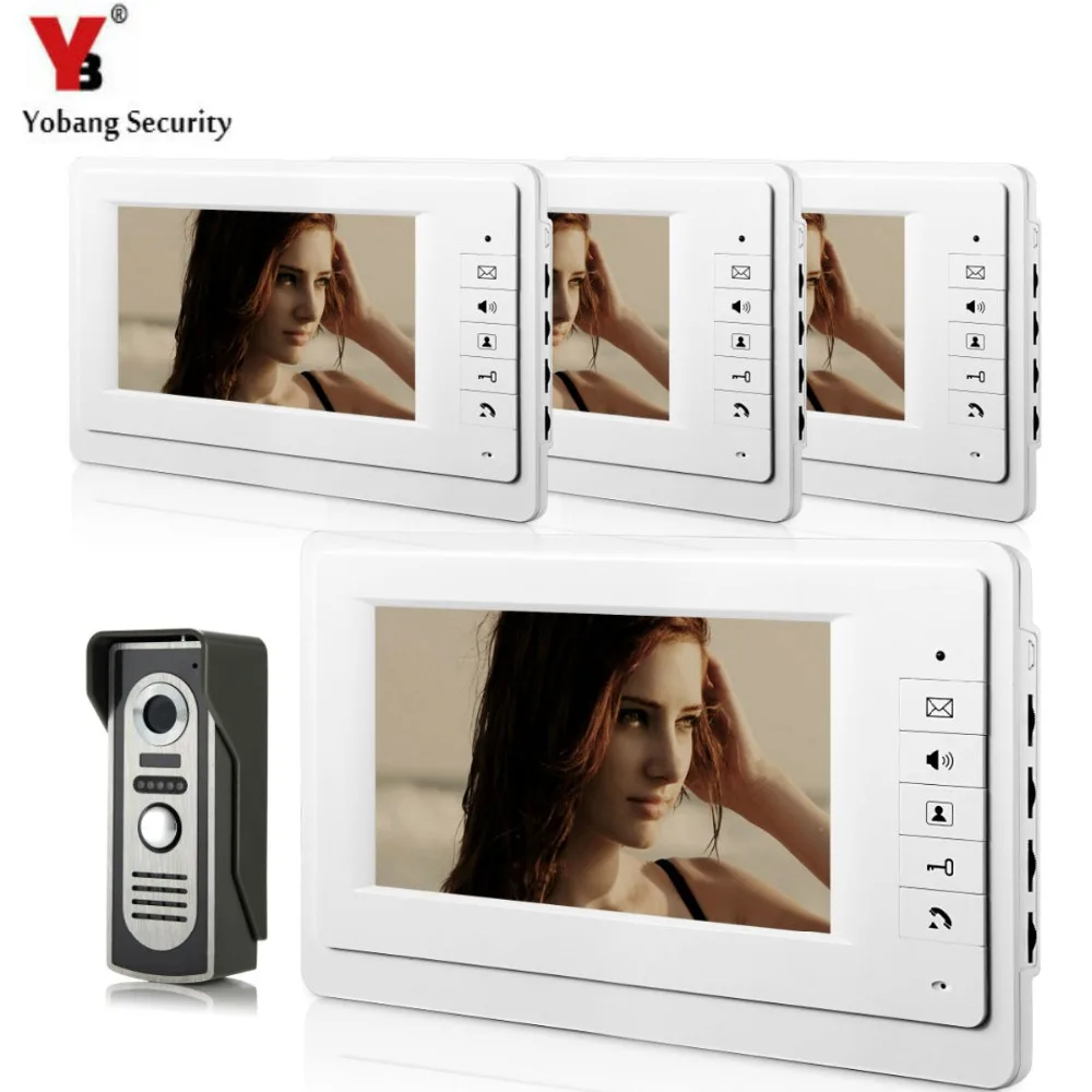YobangSecurity 7 Inch Draad Video Deurtelefoon Deurbel Entry Systeem Home Security Camera Video Deur Intercoms 1-camera 4-monitor